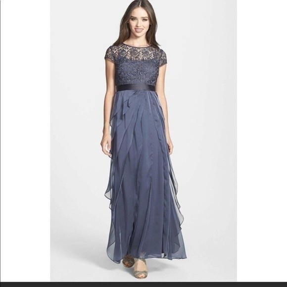 Adrianna papell chiffon flutter dress GUC Sz 4 - Picture 1 of 11